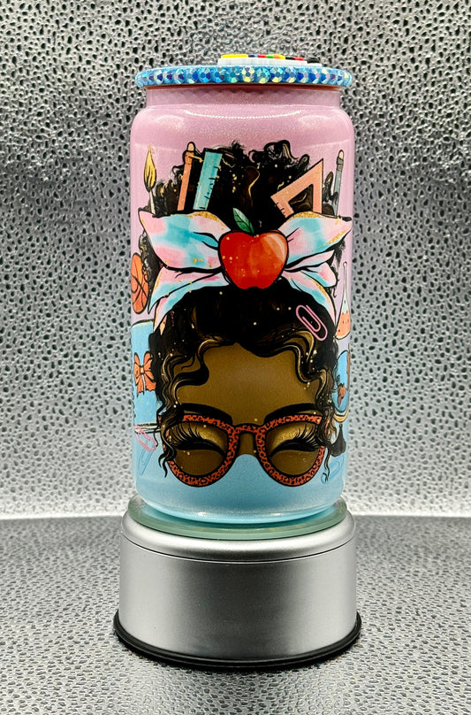 Teacher Life Ombré Glass Can
